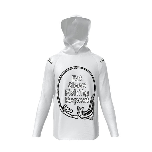 Eat Sleep Fishing Repeat, Hoo Men's Sun Protective Hooded Long Sleeve T-Shirt - Mighty Lifestyle