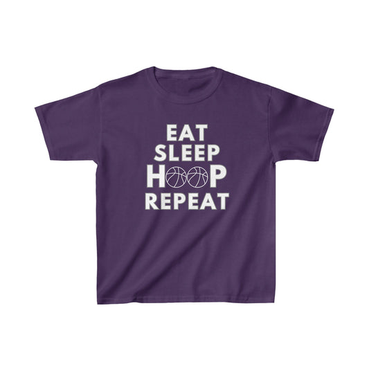 Eat Sleep Hoop Repeat Basketball Shirt for Kids| Youth Kids Basketball Shirt | Sports Shirt | Casual or Sports Shirt for Kids - Mighty Lifestyle