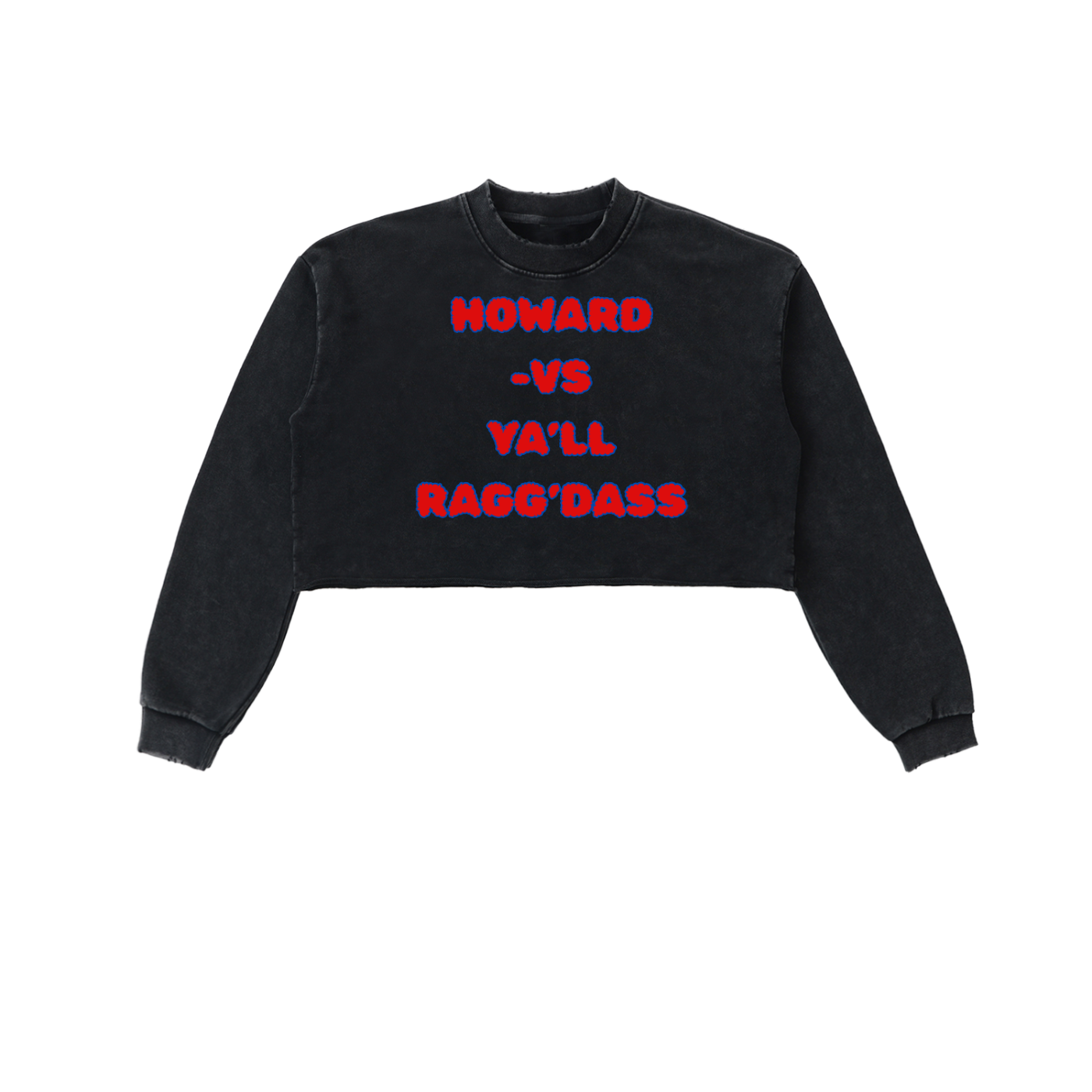 Howard University, Howard U, HU Bison Snow Washed Raw Edge Cropped Sweatshirt | Ragg’Dass