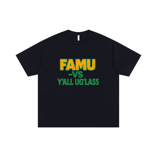 FAMU vs Ya’ll UgLass Oversized T-shirt FAMU vs Ya’ll UgLass Oversized T-shirt – Unisex HBCU Streetwear Tee | Bold Green & Orange Print for Homecoming, Tailgates & Rivalry Season