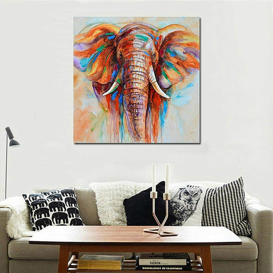 Elephant Head Canvas | Painting Animal Wall Art Pictures for Living Room Bedroom Office Modern Poster Decor Artwork - Mighty Lifestyle