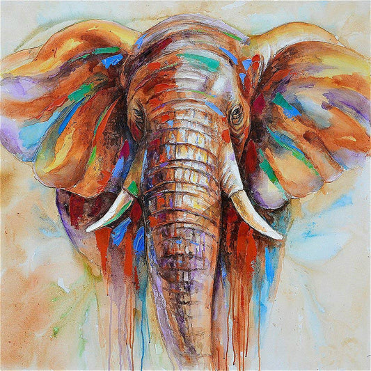 Elephant Head Canvas | Painting Animal Wall Art Pictures for Living Room Bedroom Office Modern Poster Decor Artwork - Mighty Lifestyle