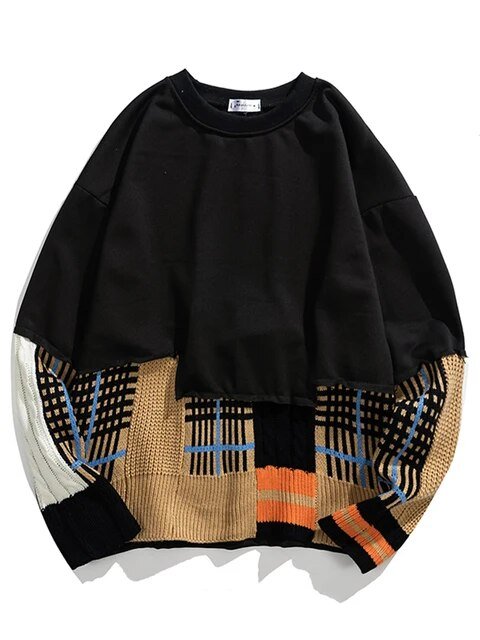 Ella Sweater | Plaid Patchwork Sweater For Women Fashion O - neck Contrast Color Niche Design Knit Tops Autumn - Mighty Lifestyle