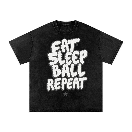 Eat Sleep Ball Repeat Acid Wash Oversize T-Shirt - Eat Sleep Ball Repeat Acid Wash Oversized T-Shirt – Unisex Streetwear Cotton Tee for Hoopers & Hustlers