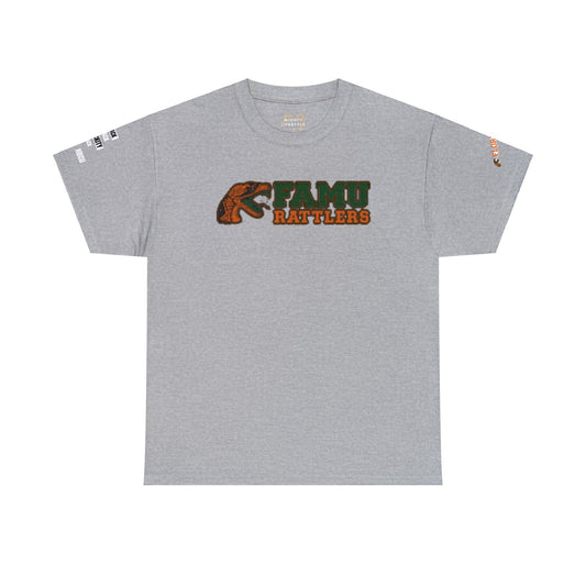 FAMU Rattler Tee with HBCU images on sleeves, FL A&M University Grad, Rattler Nation Tee, hbcu TShirt, Famuly Shirt, shirt for melanin hbcu - Mighty Lifestyle