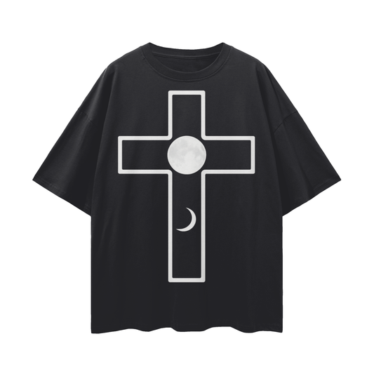 Cross Moon Phase Faith Based Shirt – Oversize Deep Drop Shoulder Tee | Christian shirts for men, Christian shirts for women, casual trendy Christian shirts, faith based graphic tees, Christian apparel for everyday wear, inspirational scripture shirts