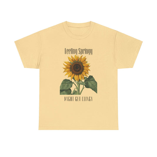 Feeling Springy, Might Get Clingy | Spring Shirt | Clingy Shirt | Sunflower Shirt | Unisex Heavy Cotton Tee - Mighty Lifestyle