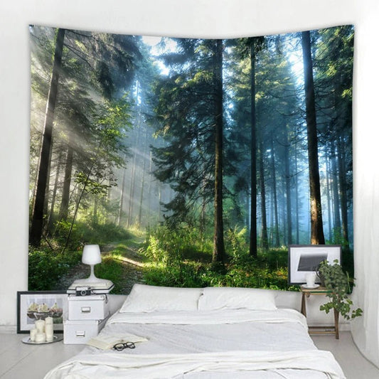Forest Art Hanging Tapestry | Beautiful Natural Forest Printed Large Wall Tapestry Wall Art Decor - Mighty Lifestyle