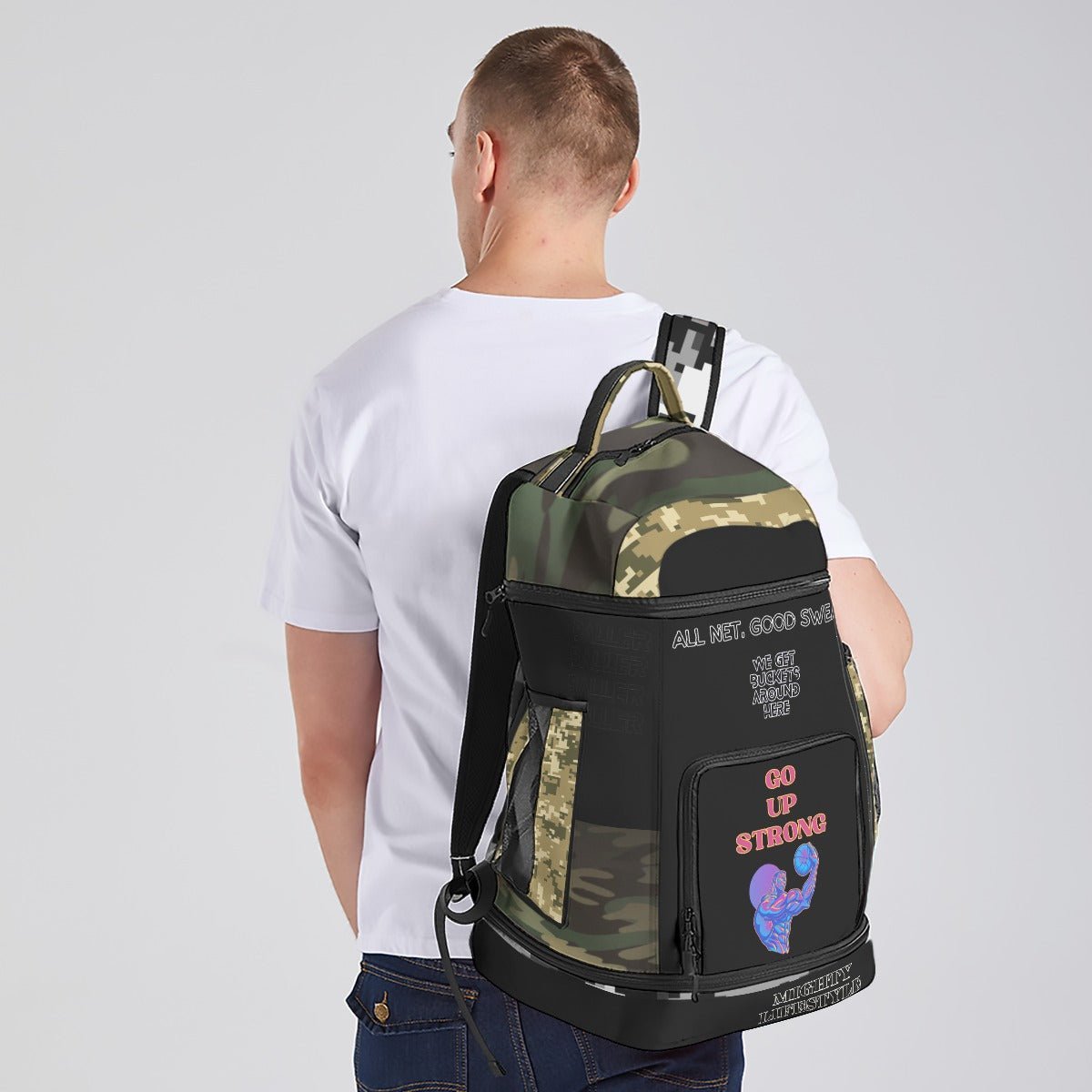 Go Up Strong Basketball Bag Sports Bag Mighty Lifestyle Basketball Bag Backpack Sports Bag Gym Bag Mighty Lifestyle Basketball - Mighty Lifestyle