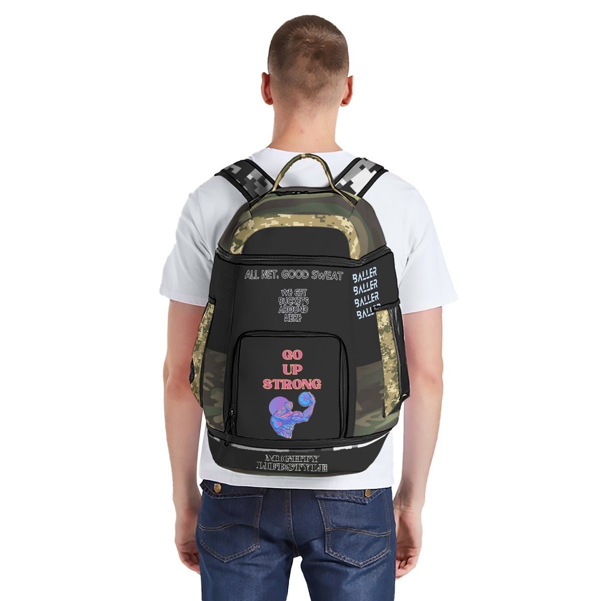 Go Up Strong Basketball Bag Sports Bag Mighty Lifestyle Basketball Bag Backpack Sports Bag Gym Bag Mighty Lifestyle Basketball - Mighty Lifestyle