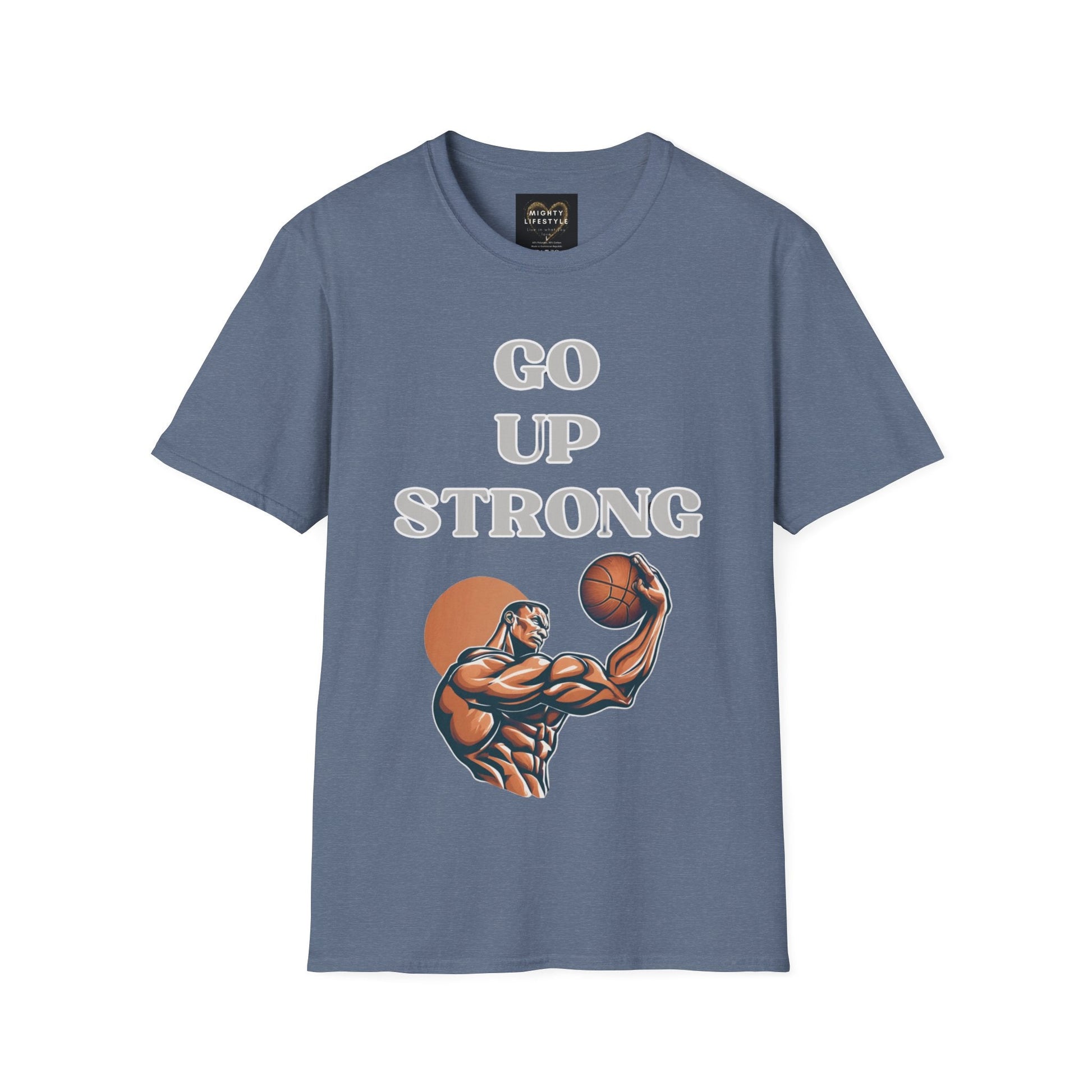 Go Up Strong | Motivational Shirt | Travel Basketball| AAU Basketball | Basketball Shirt |Basketball Mom| Basketball Dad | Unisex Basketball Shirt | Sports Shirt | Baller Shirt | Mighty Lifestyle | Softstyle T-Shirt - Mighty Lifestyle