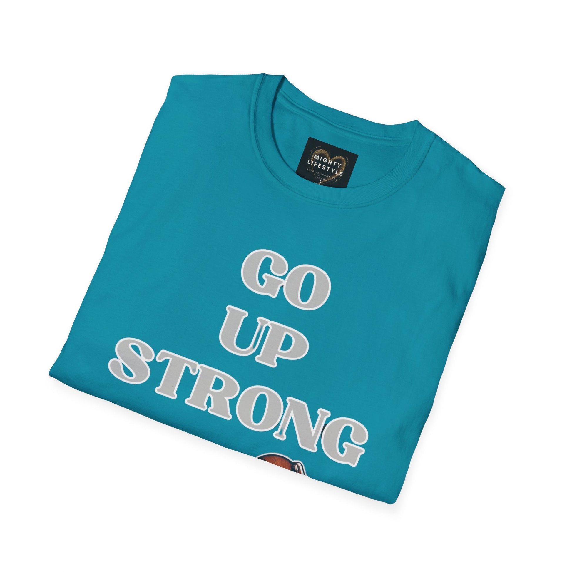 Go Up Strong | Motivational Shirt | Travel Basketball| AAU Basketball | Basketball Shirt |Basketball Mom| Basketball Dad | Unisex Basketball Shirt | Sports Shirt | Baller Shirt | Mighty Lifestyle | Softstyle T-Shirt - Mighty Lifestyle