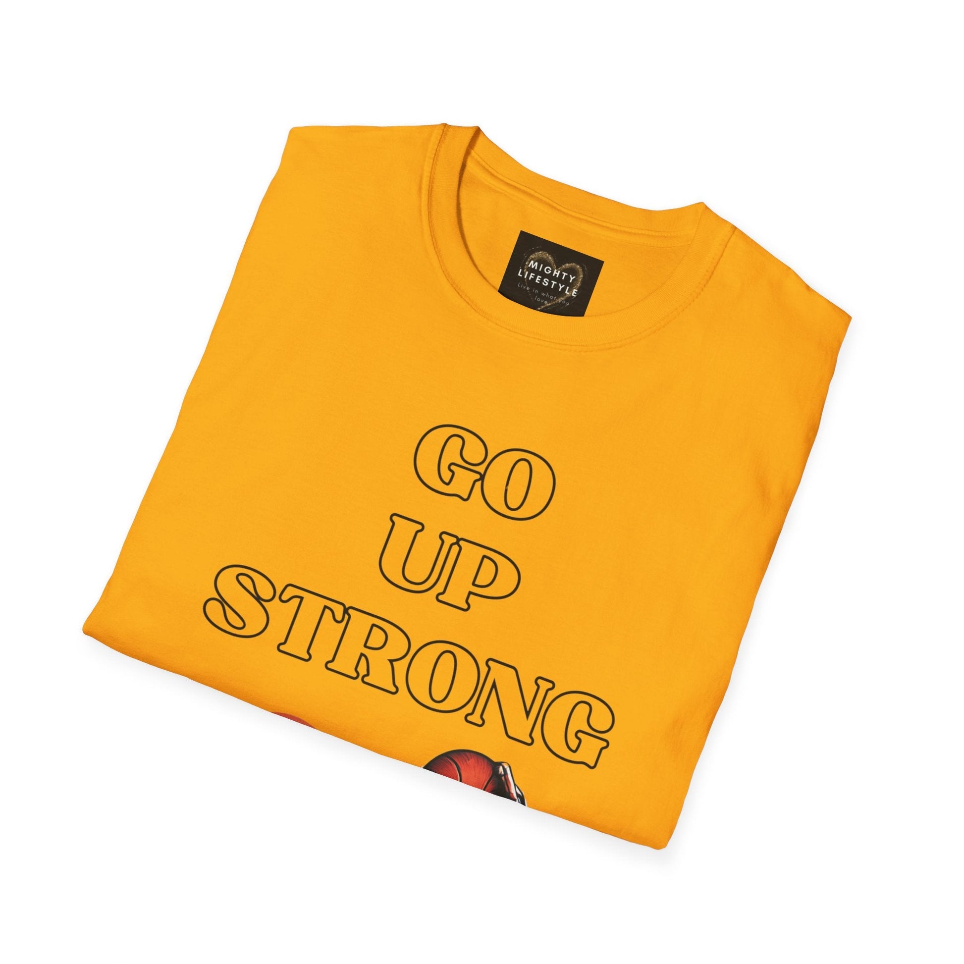 Go Up Strong | Motivational Shirt | Travel Basketball| AAU Basketball | Basketball Shirt |Basketball Mom| Basketball Dad | Unisex Basketball Shirt | Sports Shirt | Baller Shirt | Mighty Lifestyle | Softstyle T-Shirt - Mighty Lifestyle