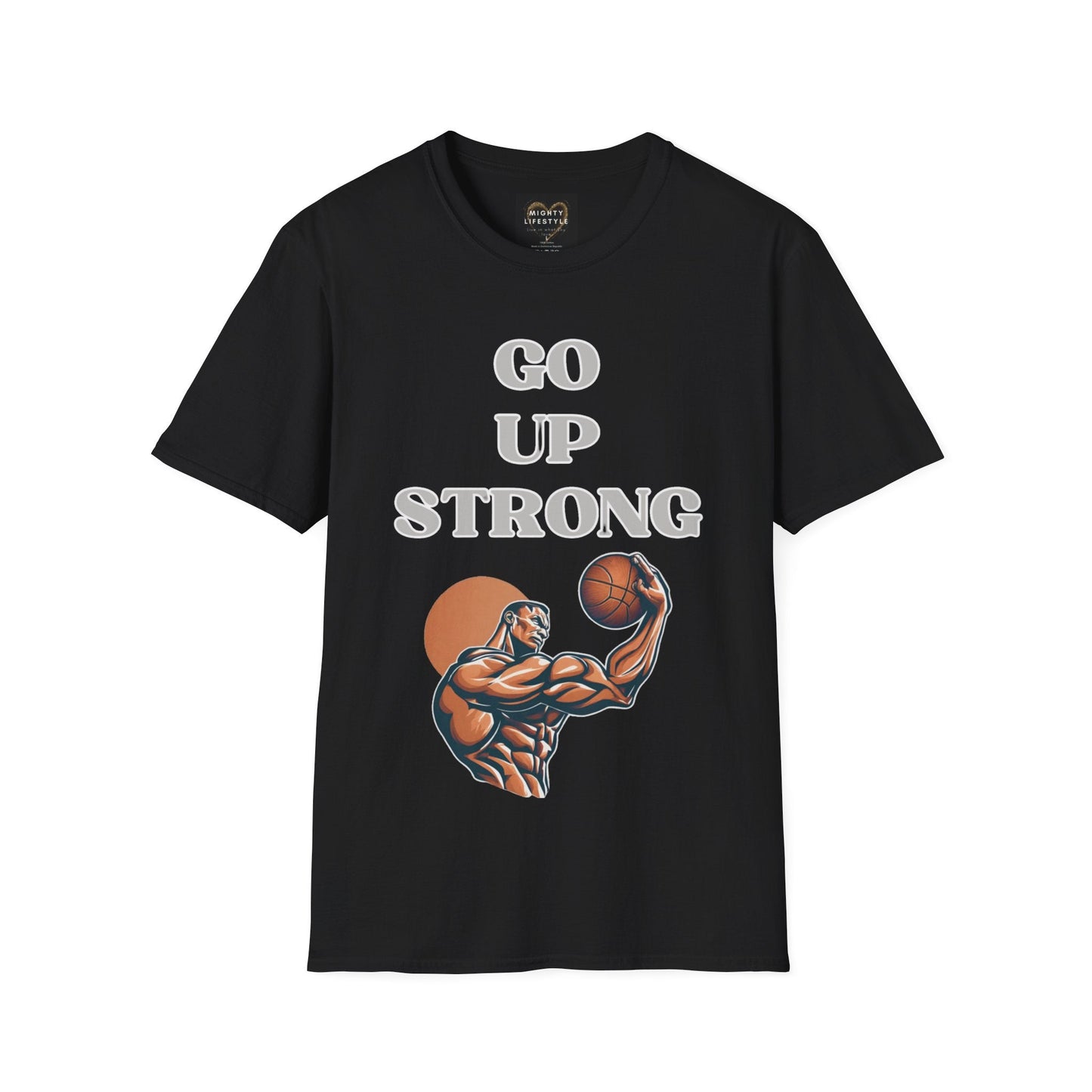 Go Up Strong | Motivational Shirt | Travel Basketball| AAU Basketball | Basketball Shirt |Basketball Mom| Basketball Dad | Unisex Basketball Shirt | Sports Shirt | Baller Shirt | Mighty Lifestyle | Softstyle T-Shirt - Mighty Lifestyle