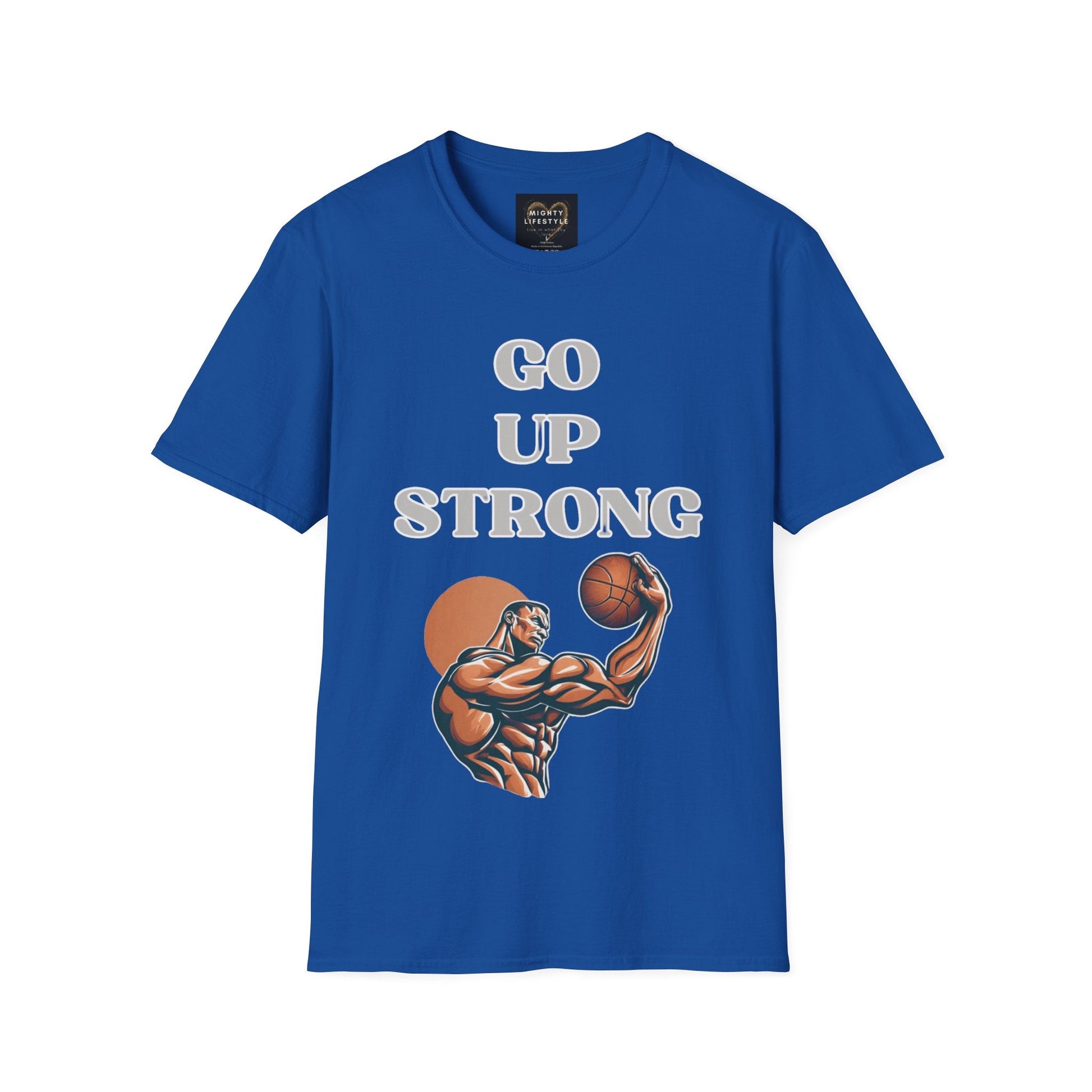 Go Up Strong | Motivational Shirt | Travel Basketball| AAU Basketball | Basketball Shirt |Basketball Mom| Basketball Dad | Unisex Basketball Shirt | Sports Shirt | Baller Shirt | Mighty Lifestyle | Softstyle T-Shirt - Mighty Lifestyle