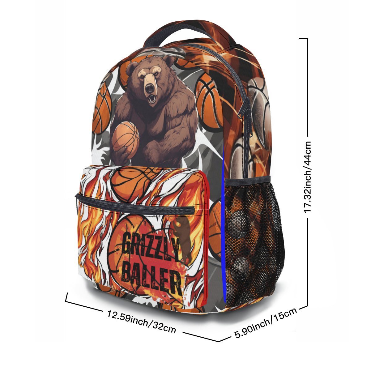 Grizzly Baller Backpack, Grizzly Baller School Bag, Grizzly Baller Bookbag, Grizzly Baller Carryon, Mighty Lifestyle Basketball Bag Gym Bag - Mighty Lifestyle