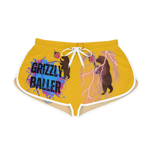 Grizzly Baller Flame Lightning Volleyball Shorts Women's Relaxed Shorts (AOP) - Mighty Lifestyle