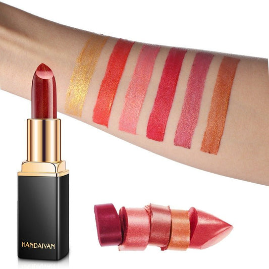 HANDAIYAN Shiny Metallic Lipstick | Pearlescent Color Change Warm Lipstick Gold lipstick - Mighty Lifestyle