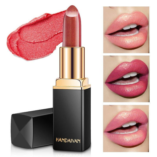 HANDAIYAN Shiny Metallic Lipstick | Pearlescent Color Change Warm Lipstick Gold lipstick - Mighty Lifestyle