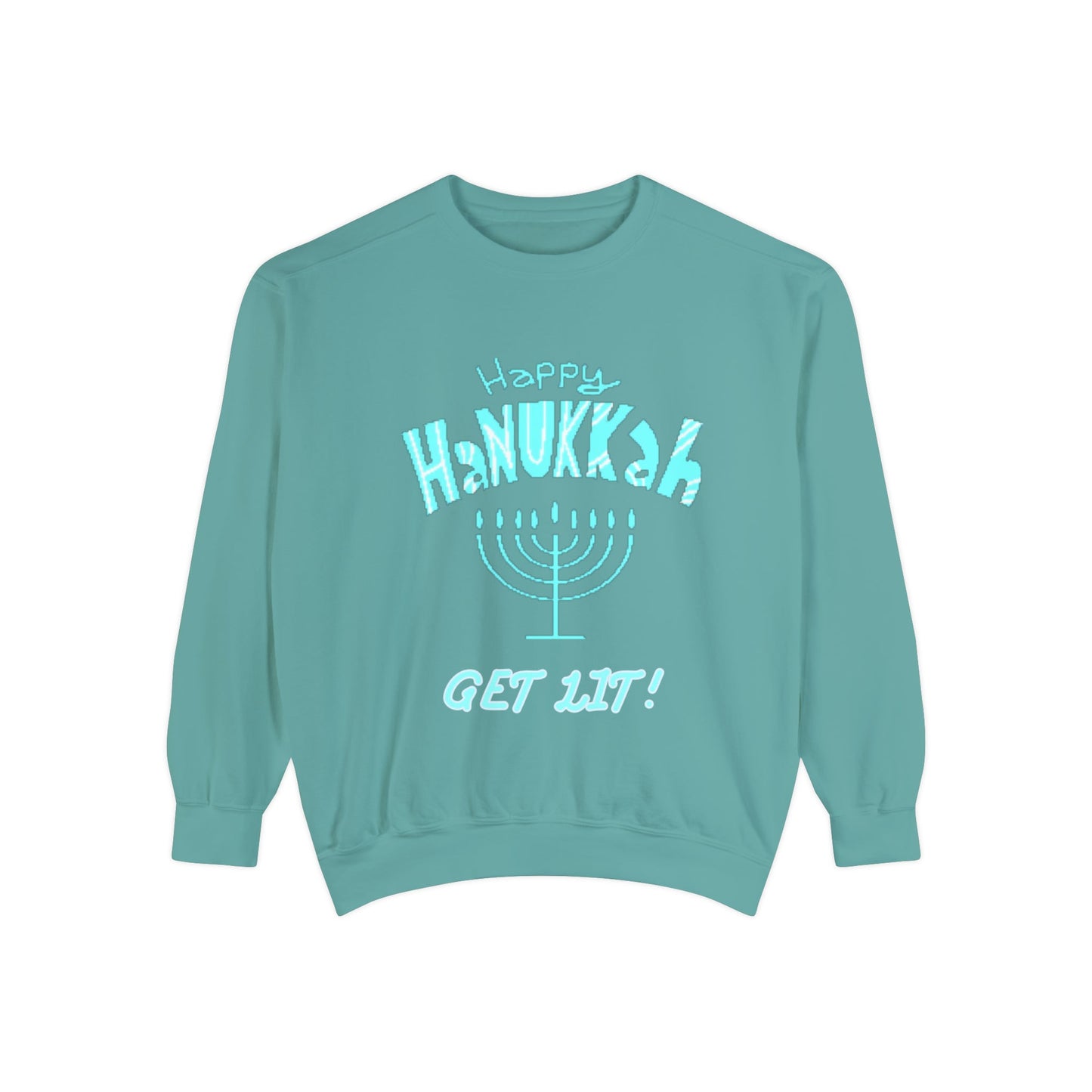 Hanukkah Sweater, Holiday, Hanukkah Season, Ugly Sweater, Sweater Party, Unisex Garment - Dyed Sweatshirt - Mighty Lifestyle