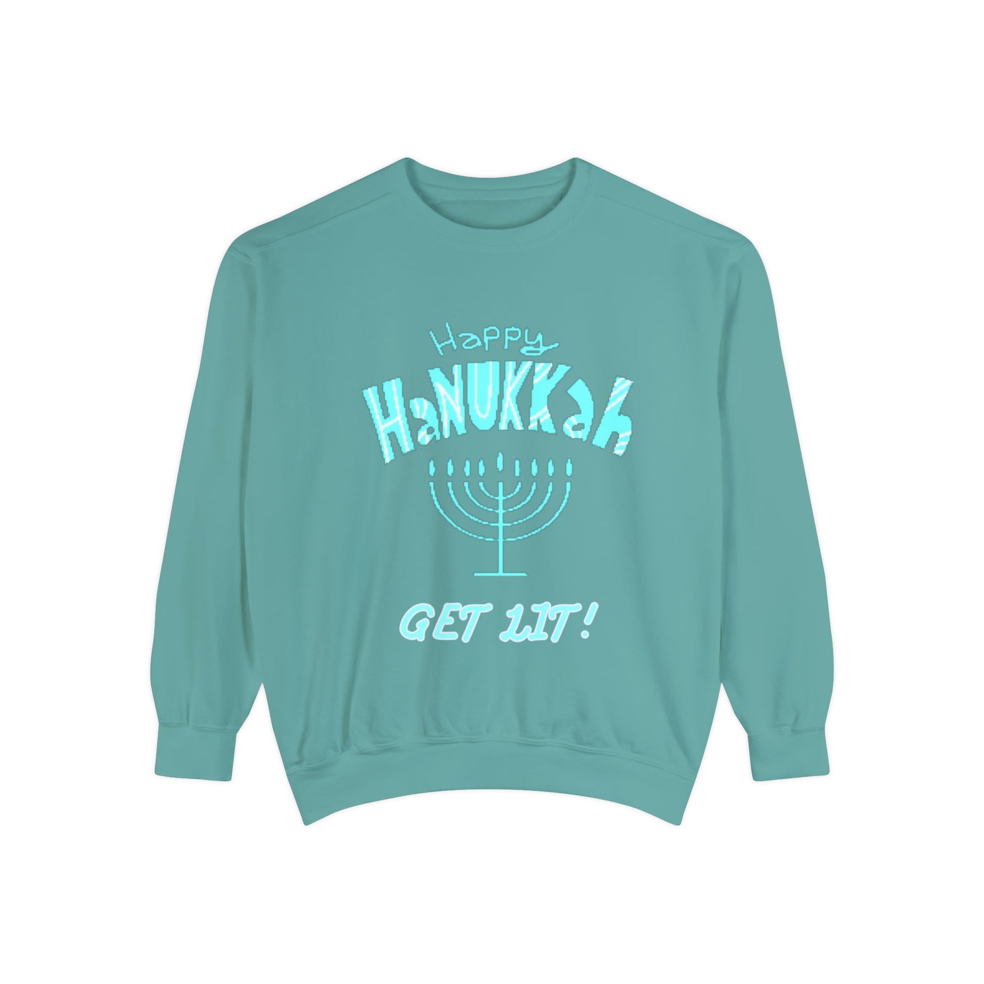 Hanukkah Sweater, Holiday, Hanukkah Season, Ugly Sweater, Sweater Party, Unisex Garment - Dyed Sweatshirt - Mighty Lifestyle