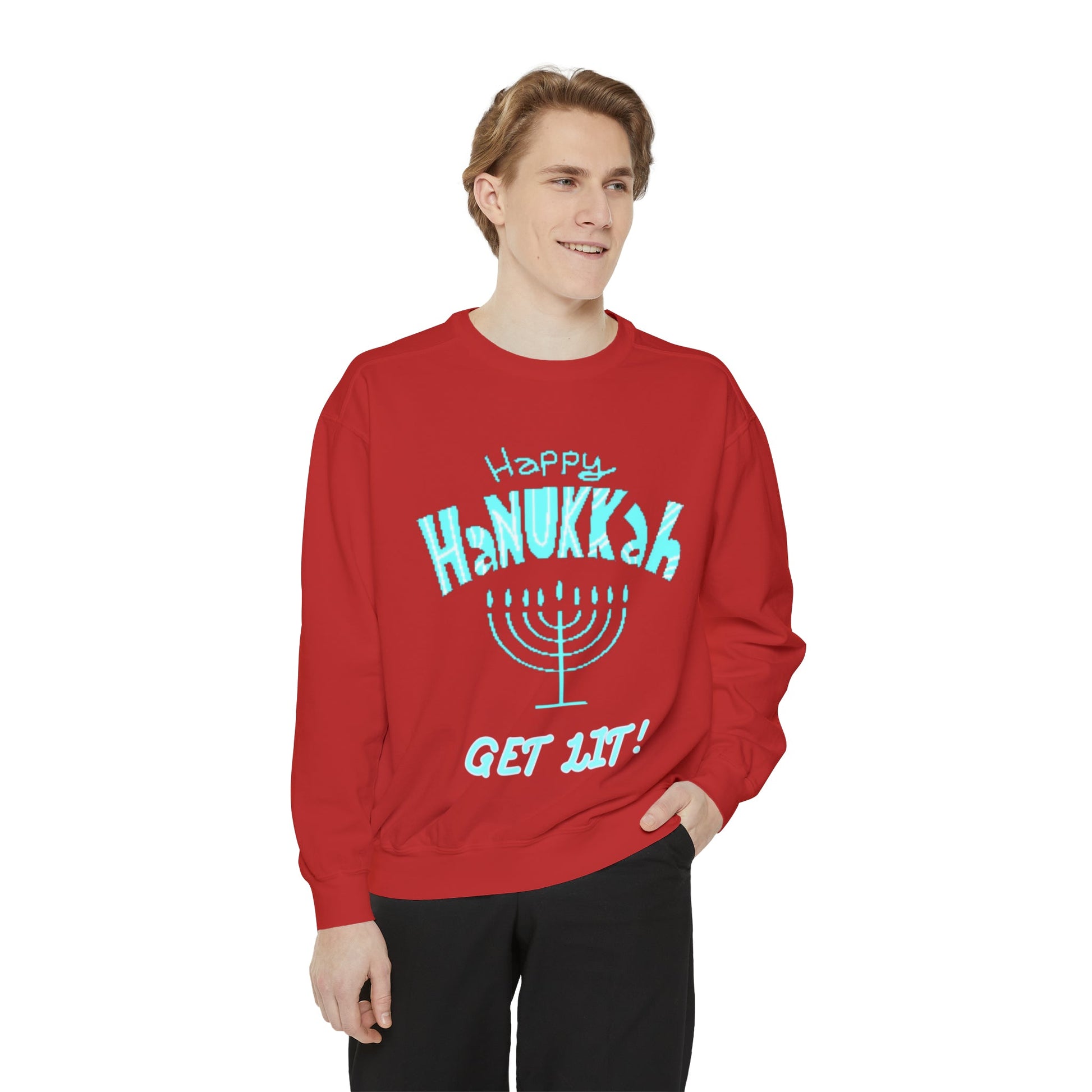 Hanukkah Sweater, Holiday, Hanukkah Season, Ugly Sweater, Sweater Party, Unisex Garment - Dyed Sweatshirt - Mighty Lifestyle