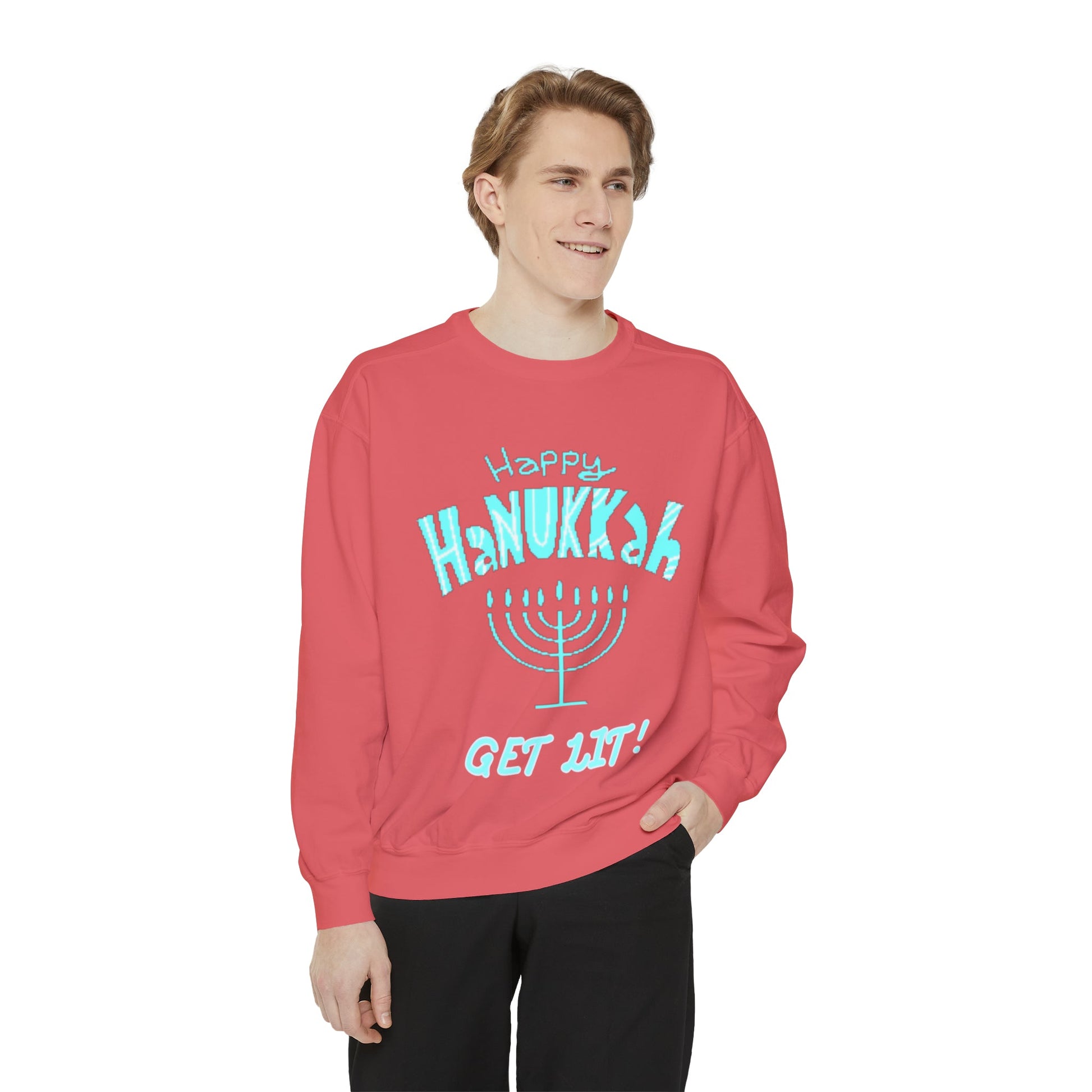 Hanukkah Sweater, Holiday, Hanukkah Season, Ugly Sweater, Sweater Party, Unisex Garment - Dyed Sweatshirt - Mighty Lifestyle