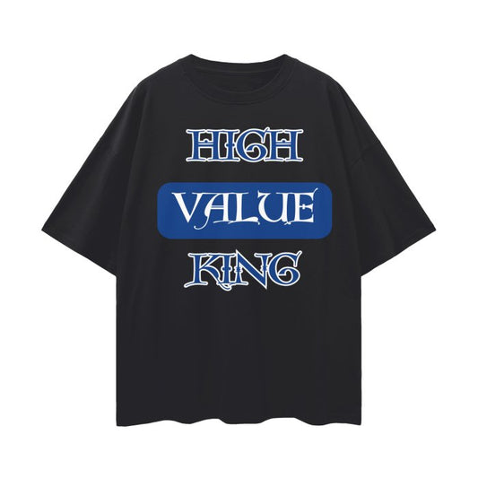 High Value King in Royal Blue and White HBCU Culture Shirt Oversize Tee - Mighty Lifestyle
