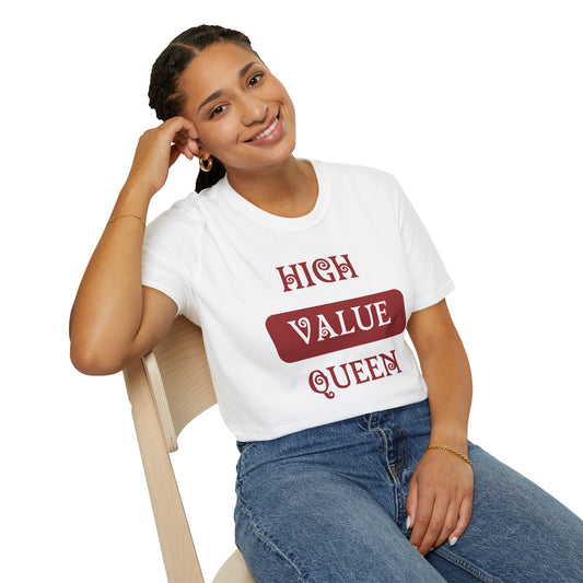 High Value Queen Crimson Shirt HBCU Culture Shirt Softstyle T-Shirt - Mighty Lifestyle