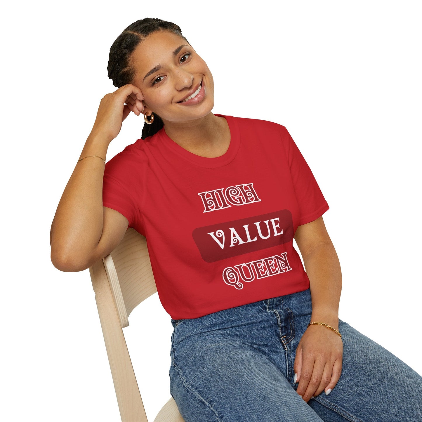 High Value Queen Crimson Shirt HBCU Culture Shirt Softstyle T-Shirt - Mighty Lifestyle