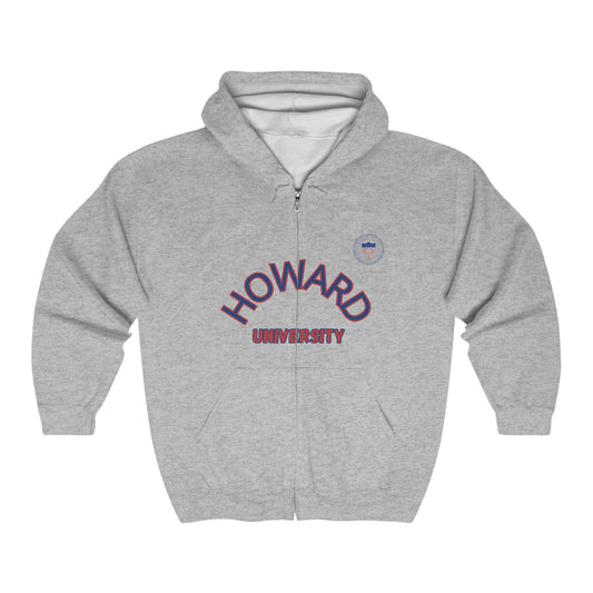 Howard University, H, HBCU Football, HomeComing, Class HBCU Football, Black Excellence, Unisex Heavy Blend™ Full Zip Hooded Sweatshirt - Mighty Lifestyle