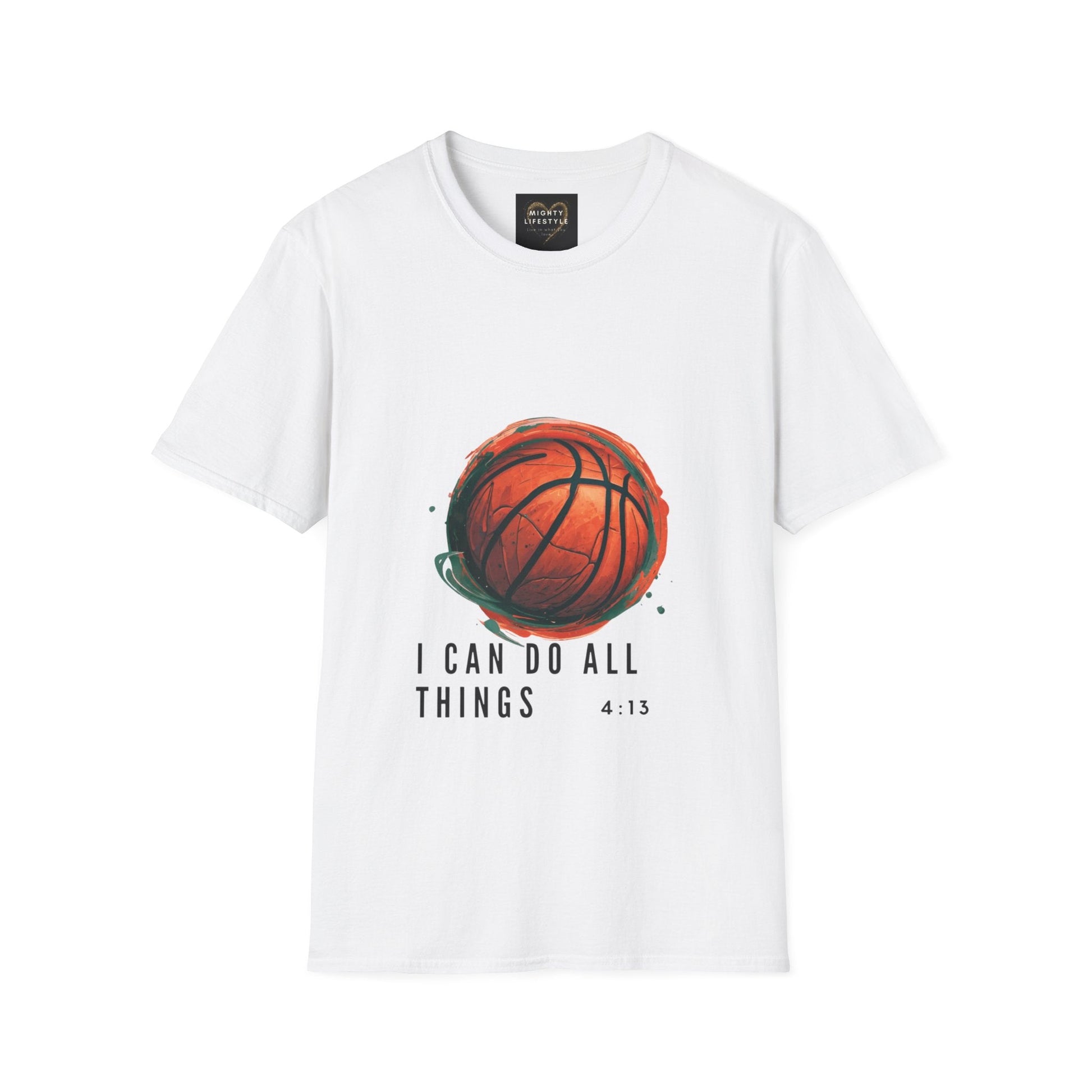 I Can Do All Things (White) | Travel Basketball| AAU Basketball | Basketball Shirt | Unisex Basketball Shirt | Sports Shirt | Baller Shirt | Mighty Lifestyle | Softstyle T-Shirt - Mighty Lifestyle