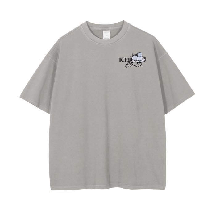 Iced Cold Mighty Lifestyle Streetwear Unisex Drop Shoulder Stone Wash T-Shirt - Mighty Lifestyle