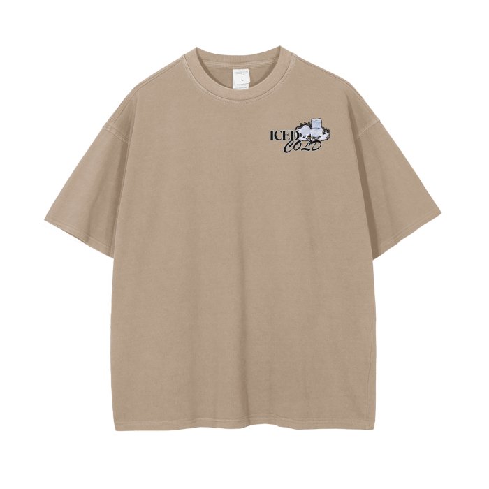 Iced Cold Mighty Lifestyle Streetwear Unisex Drop Shoulder Stone Wash T-Shirt - Mighty Lifestyle