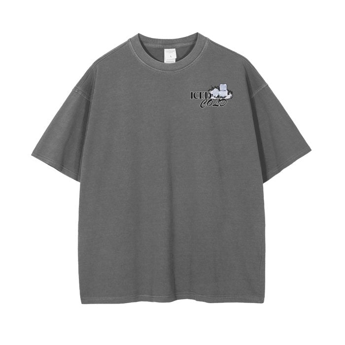 Iced Cold Mighty Lifestyle Streetwear Unisex Drop Shoulder Stone Wash T-Shirt - Mighty Lifestyle
