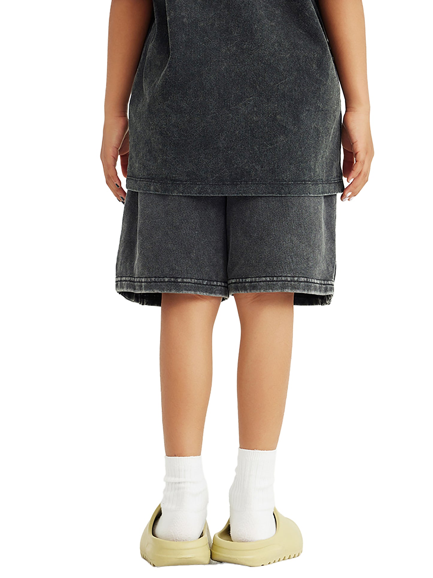 Cross Moon Phase Faith-Based Kids’ Shorts – Colorful Snow Washed Cotton Shorts for Boys & Girls | Christian Streetwear | Unisex Summer Activewear with Cross Patch Design Cross Moon Phase Faith Based Colorful Snow Washed Kids' Shorts