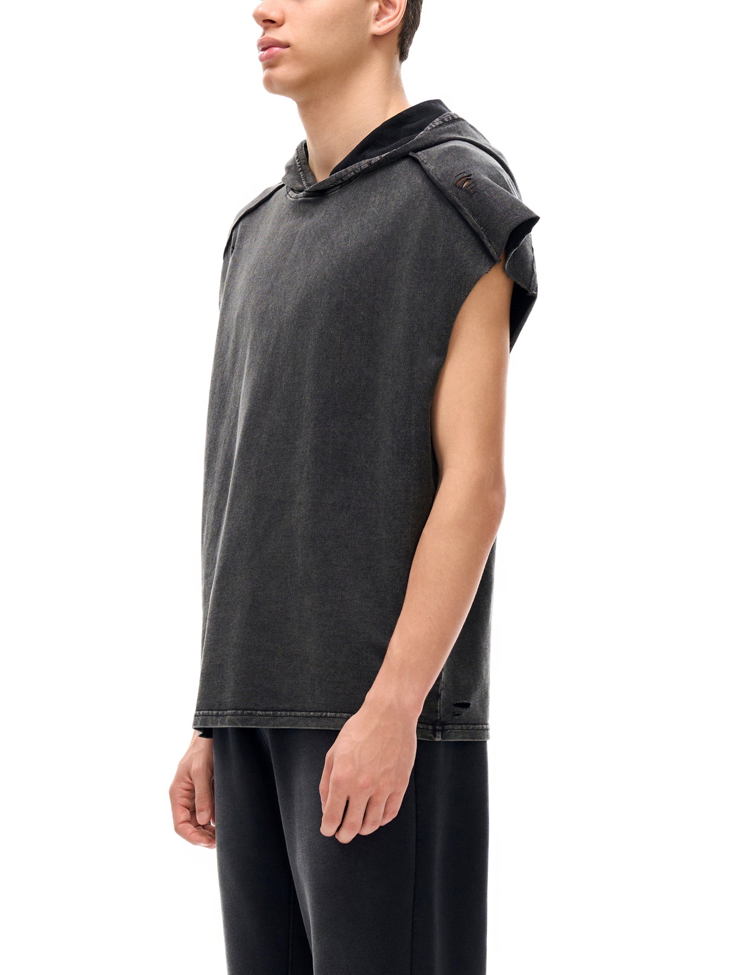 ML “For His Glory” Snow Washed Boxy Hooded Tank Top – Unisex Faith-Based Sleeveless Streetwear for Fall, Spring & Summer Christian Apparel