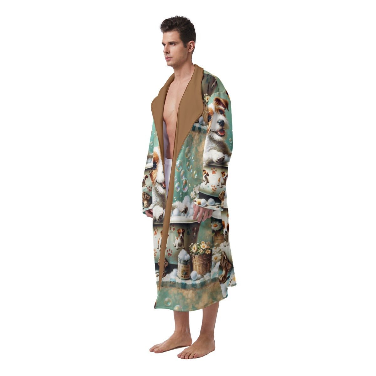 Jack Russel Robe | Men's Heavy Fleece Robe | Puppy Pajamas - Mighty Lifestyle