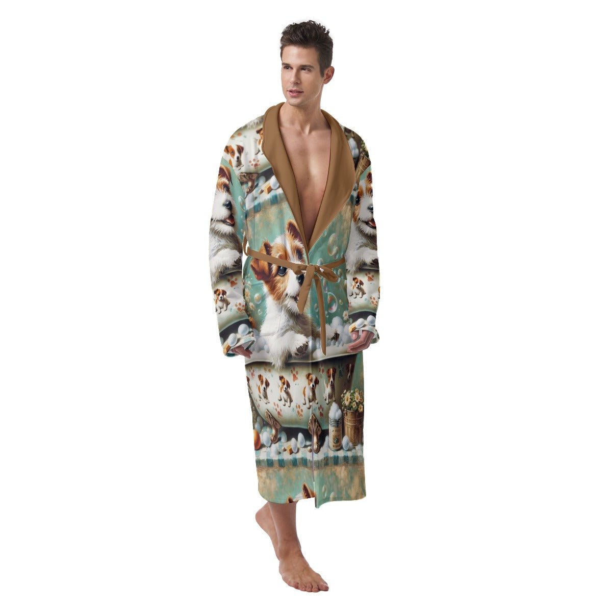 Jack Russel Robe | Men's Heavy Fleece Robe | Puppy Pajamas - Mighty Lifestyle