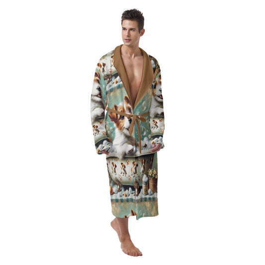 Jack Russel Robe | Men's Heavy Fleece Robe | Puppy Pajamas - Mighty Lifestyle