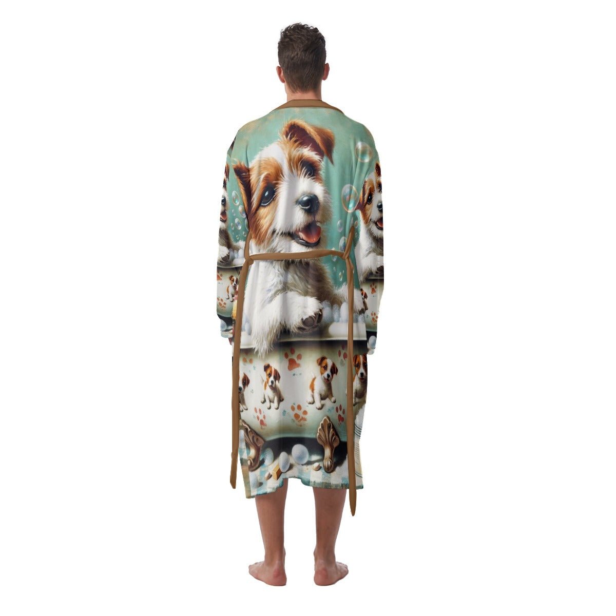 Jack Russel Robe | Men's Heavy Fleece Robe | Puppy Pajamas - Mighty Lifestyle