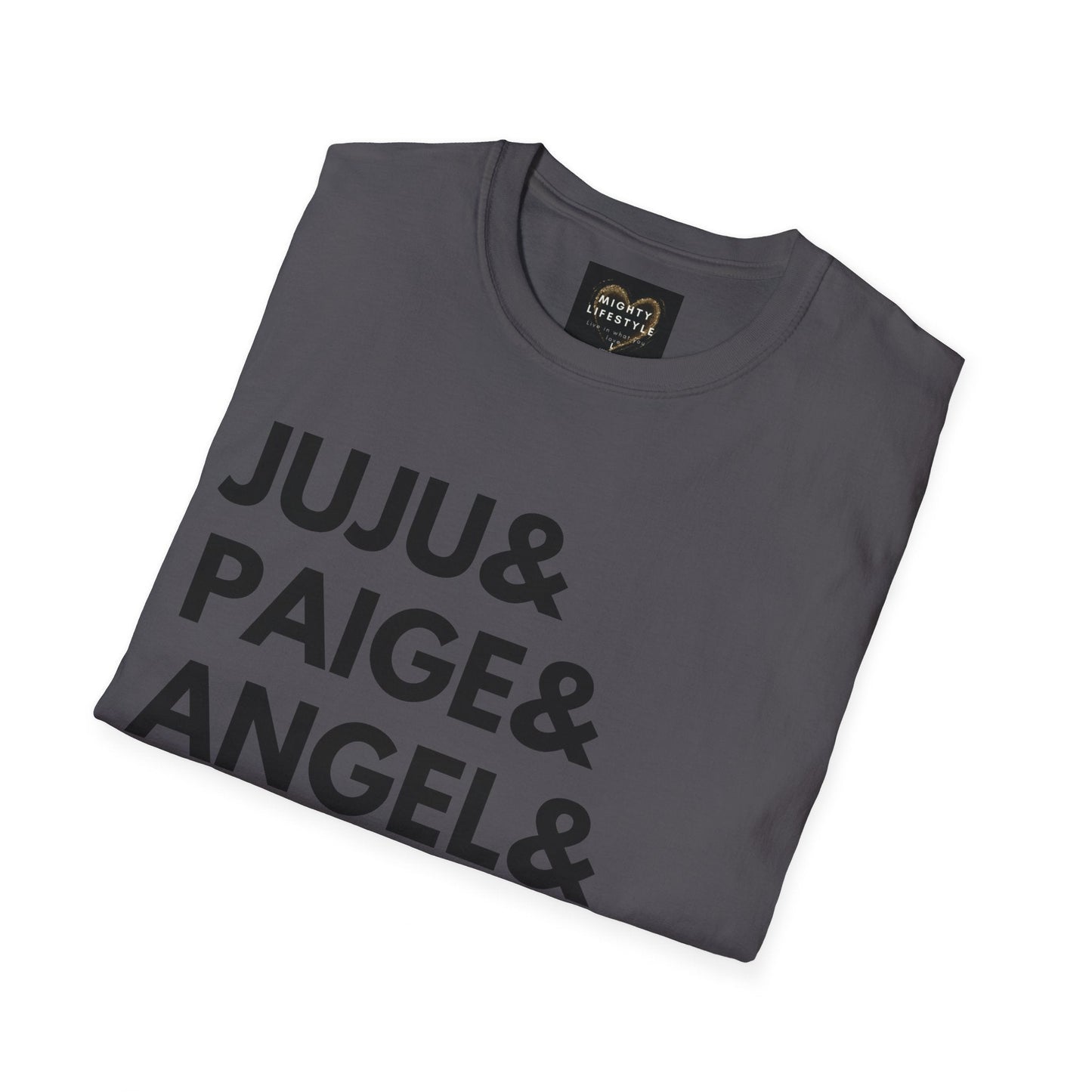 Juju, Paige, Angel and Caitlin | Women's Basketball Shirt | Basketball Tee | Sports Shirt | Gift for Baller | Baller Shirt | Mighty Lifestyle | Softstyle T-Shirt - Mighty Lifestyle