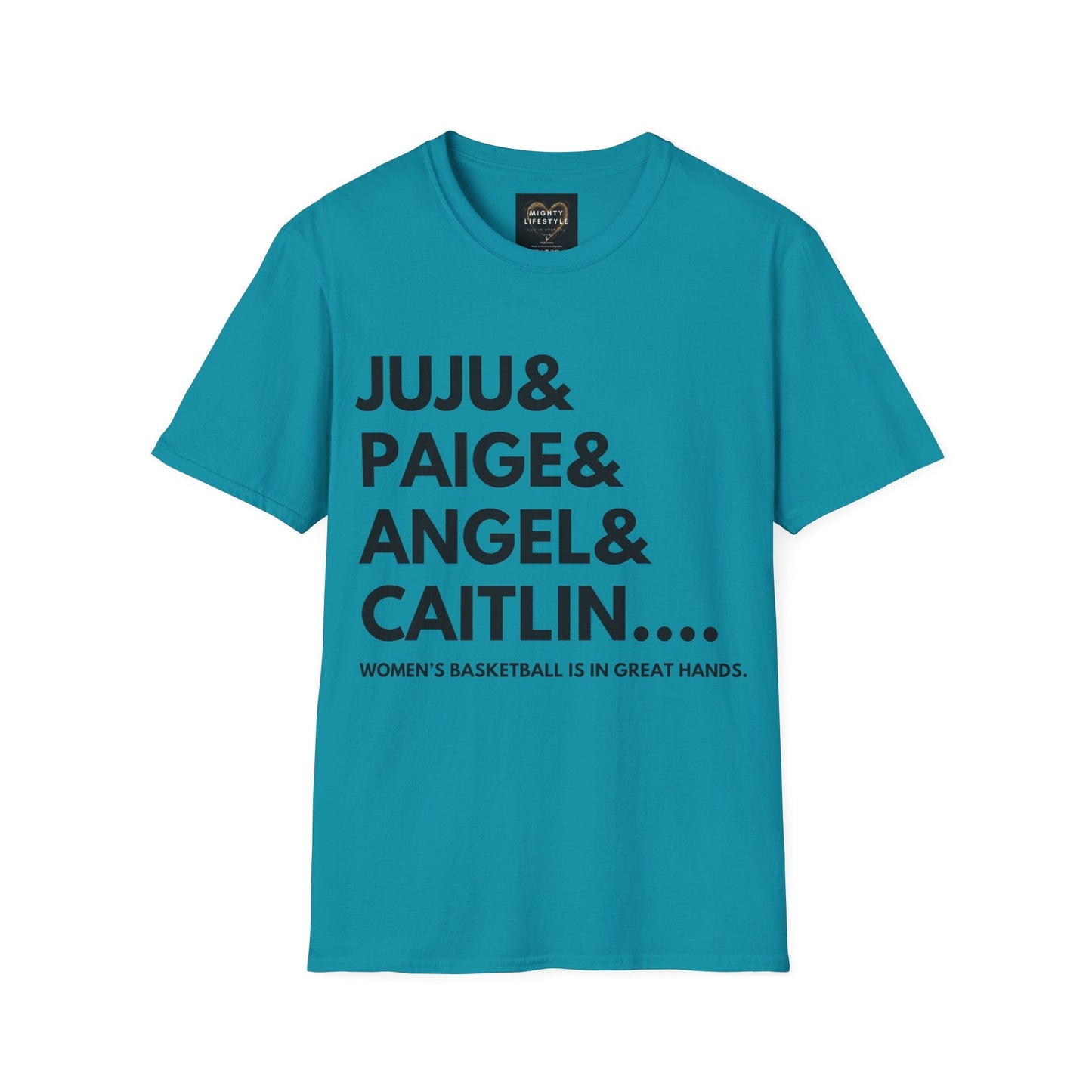 Juju, Paige, Angel and Caitlin | Women's Basketball Shirt | Basketball Tee | Sports Shirt | Gift for Baller | Baller Shirt | Mighty Lifestyle | Softstyle T-Shirt - Mighty Lifestyle