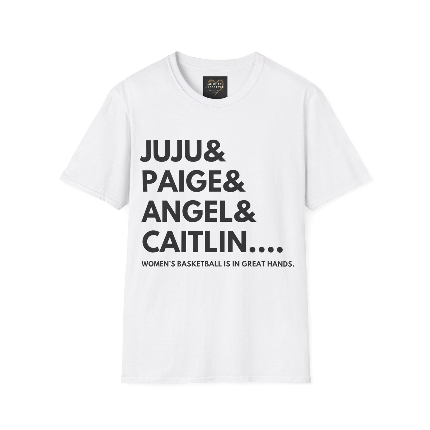 Juju, Paige, Angel and Caitlin | Women's Basketball Shirt | Basketball Tee | Sports Shirt | Gift for Baller | Baller Shirt | Mighty Lifestyle | Softstyle T-Shirt - Mighty Lifestyle