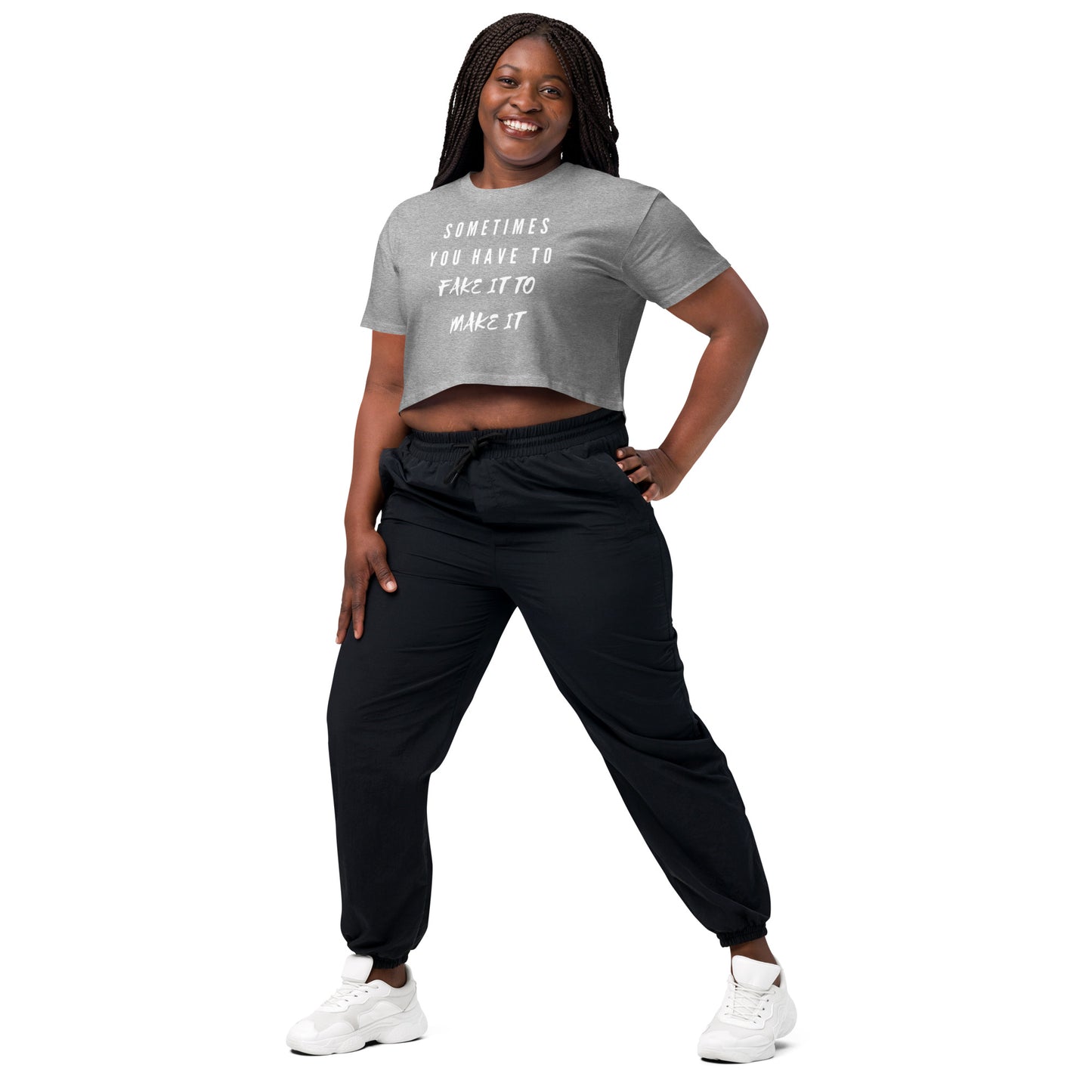 Mighty Lifestyle Sometimes You Have to Fake It to Make it Women’s crop top