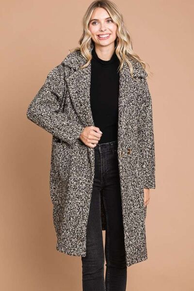 The Reese Coat | Culture Code Full Size Lapel Collar Double Breast Teddy Coat