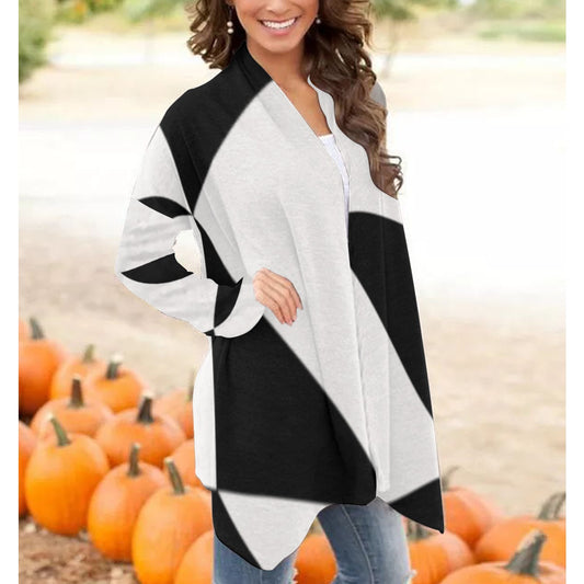 Zorro Black and White Women's Cardigan With Long Sleeve