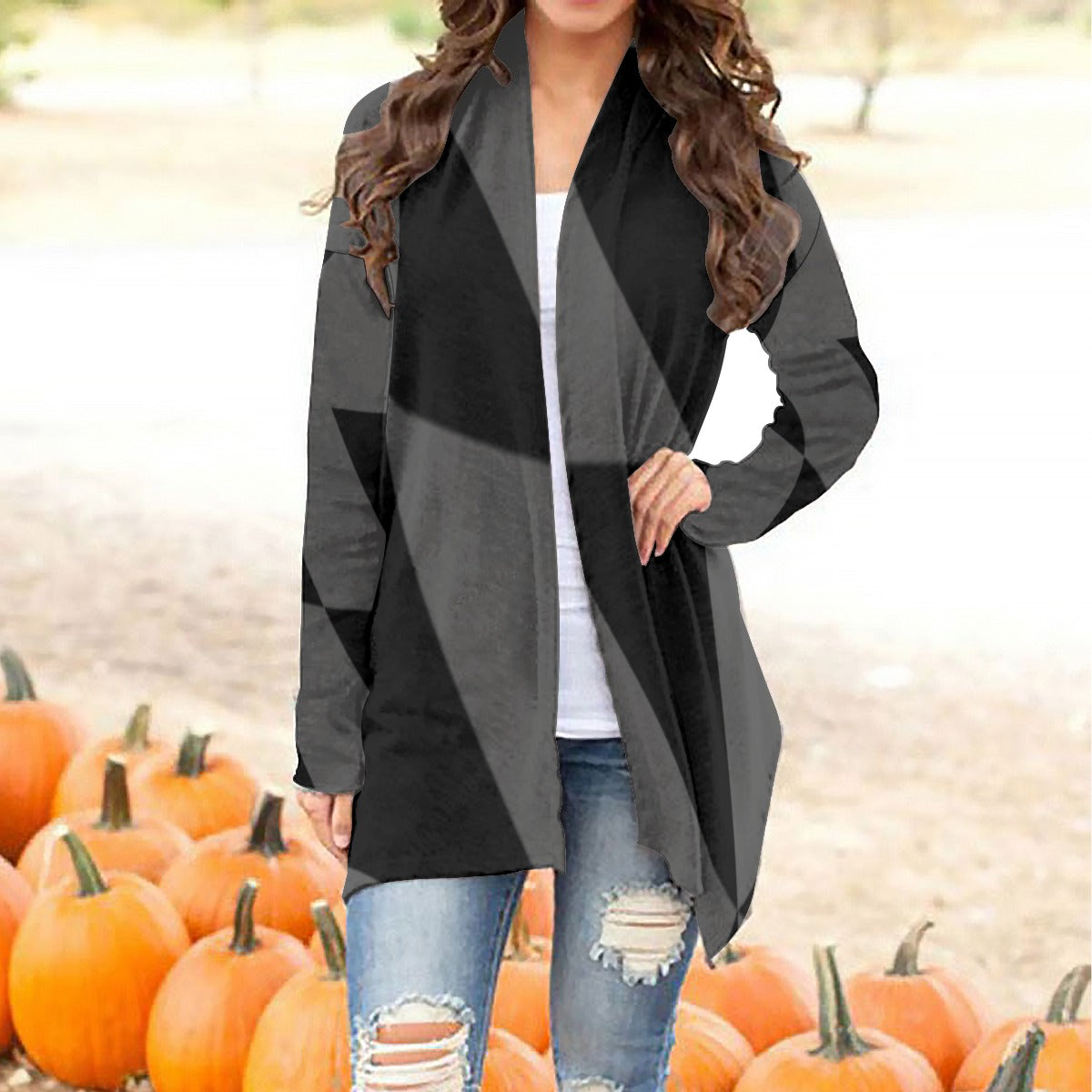 Zorro Gray and Black Women's Cardigan With Long Sleeve