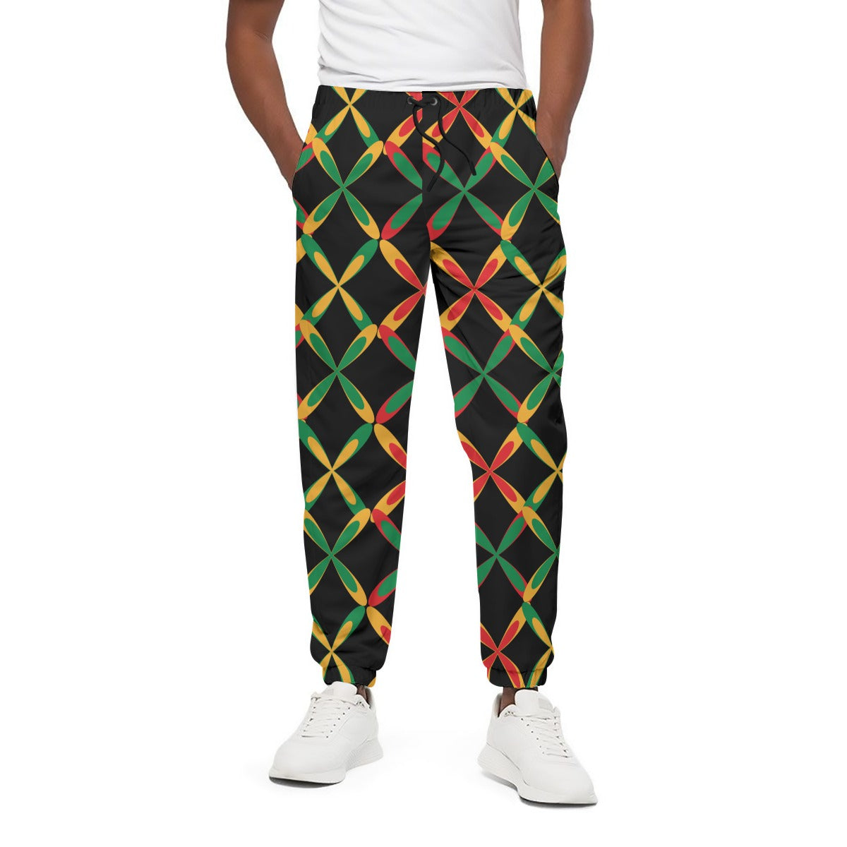 Printed Red Yellow Green Black  Unisex Pants | 310GSM Cotton