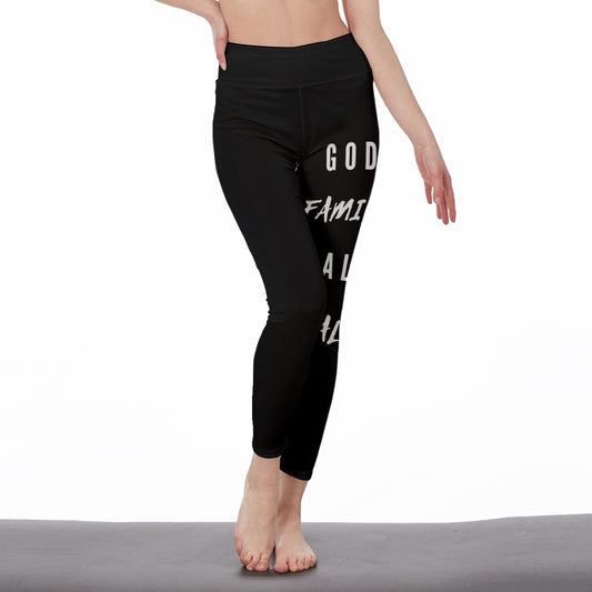 Mighty Lifestyle God Family Wealth Health | Women's High Waist Leggings | Side Stitch Closure